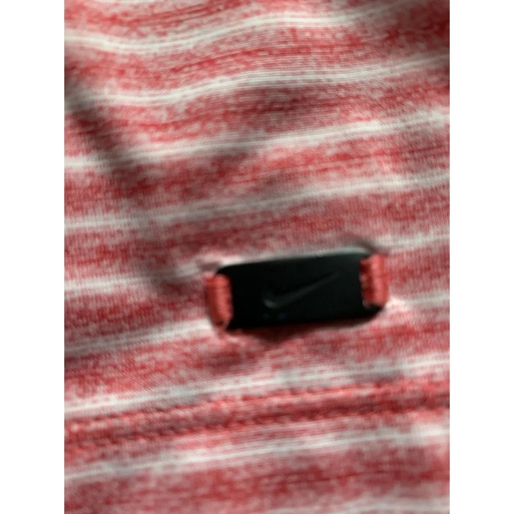 Nike dri fit polo shirt men's medium red‎ striped  100% polyester